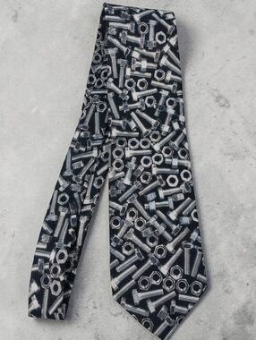 Vtg Ralph Marlin 1996 Tools Nuts and Bolts Necktie